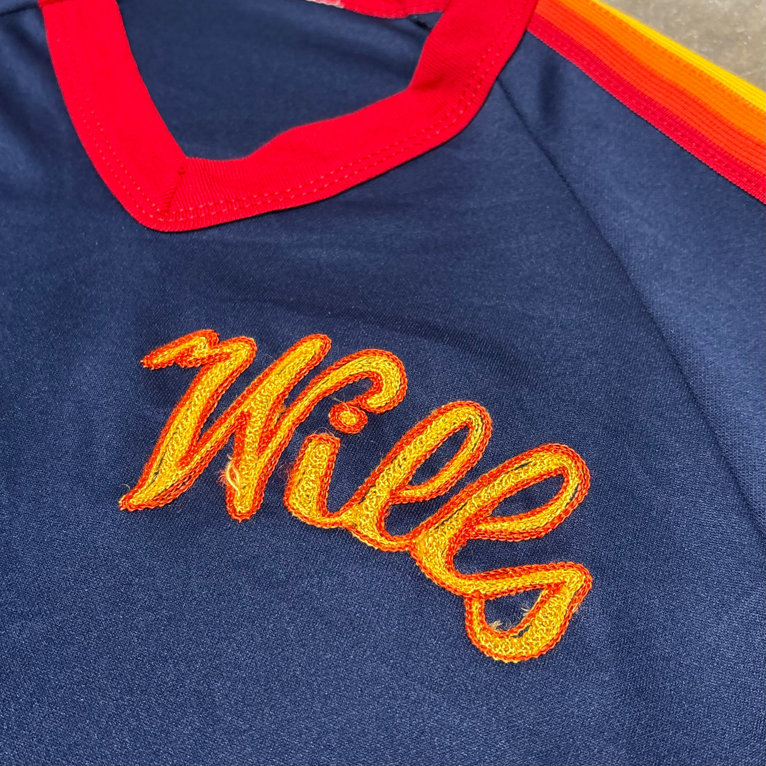 Vintage Wills 35 Jersey Navy Blue Chainstitch Embroidered (XL)