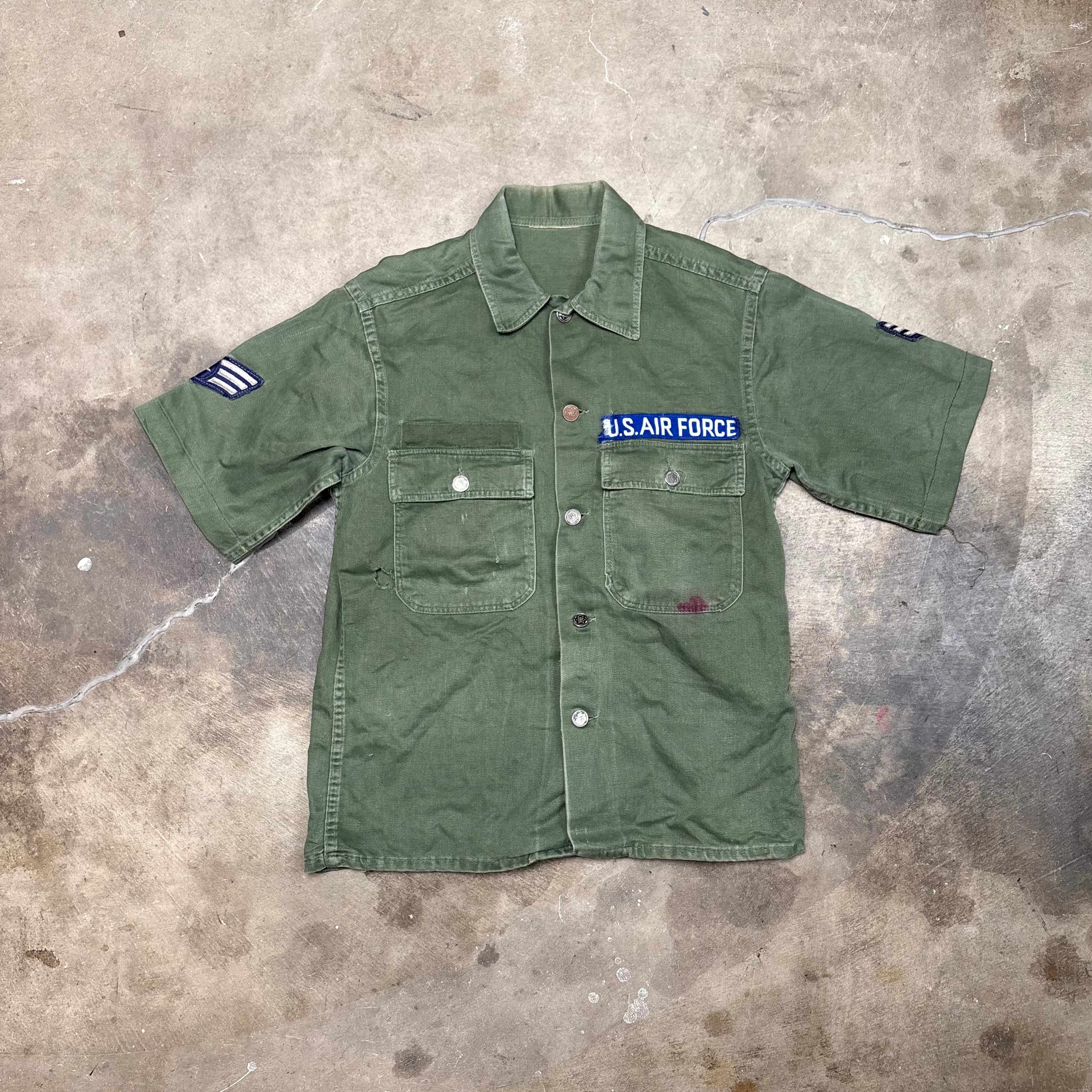 Vintage US Air Force Utility Shirt Olive Drab Sateen OG-107 (S)