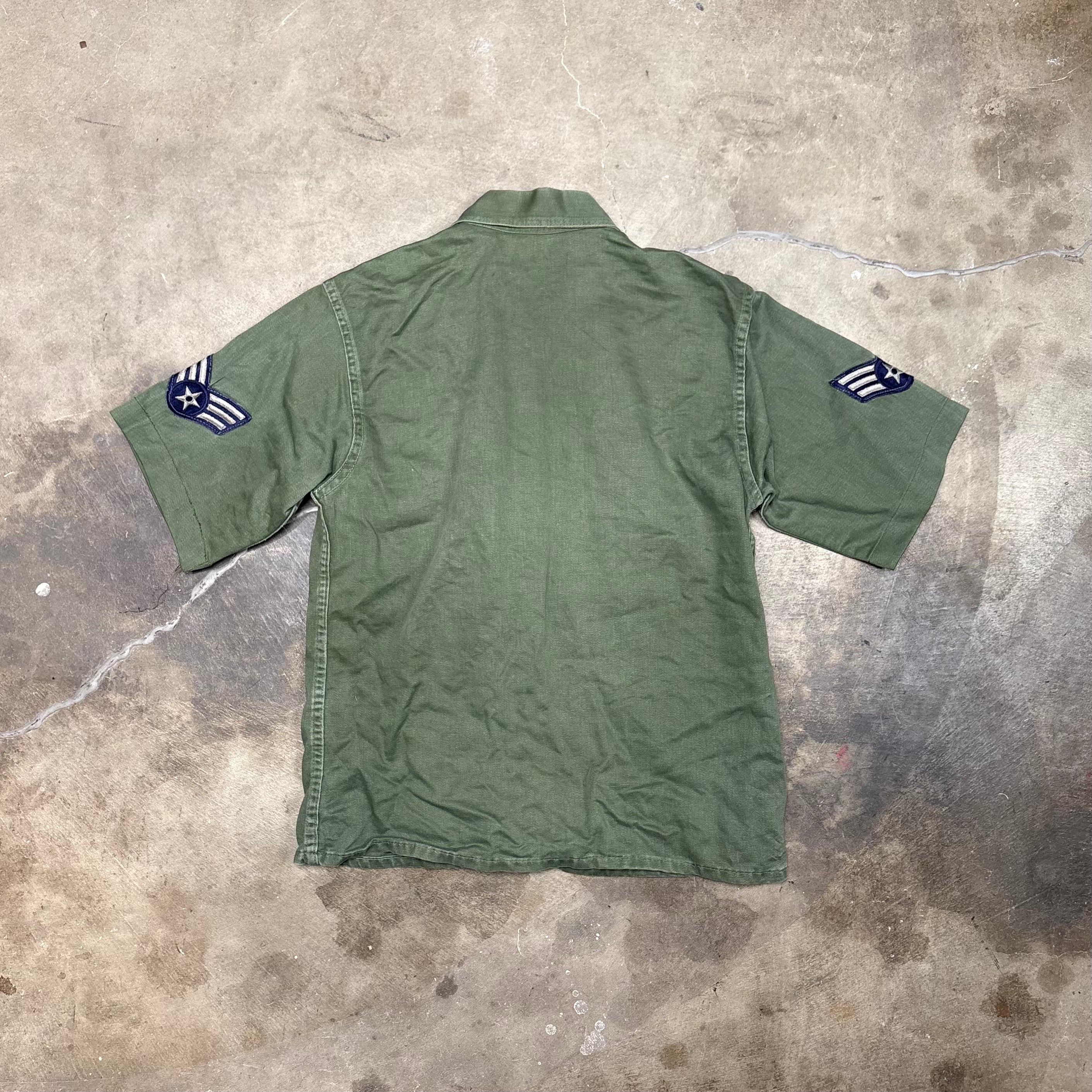 Vintage US Air Force Utility Shirt Olive Drab Sateen OG-107 (S)
