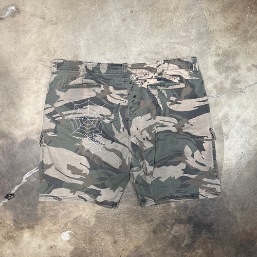 Camo Sashiko Boro Studded Shorts (38)