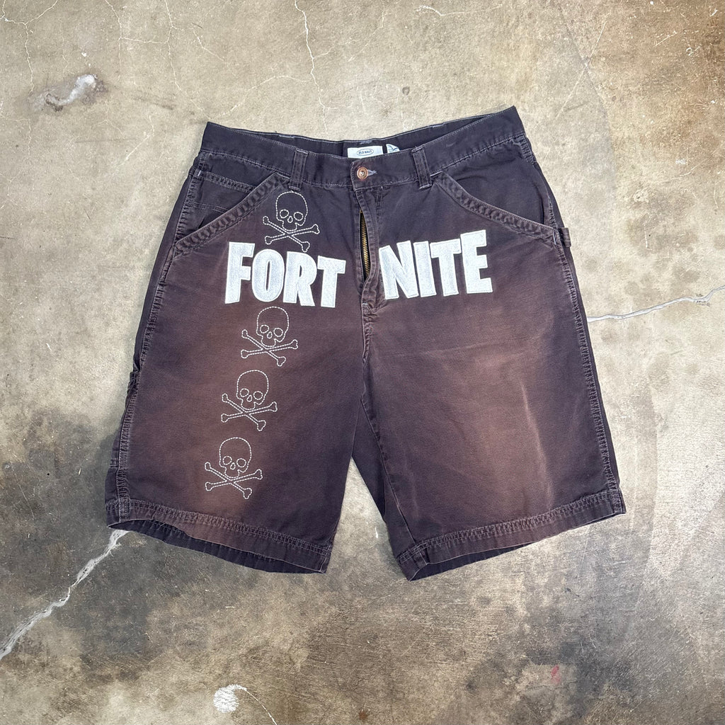 Fortnite Faded Sashiko Stitched Shorts (38)